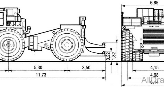 БелАЗ-7424 Тягач-буксировщик чертежи (рисунки) грузовика